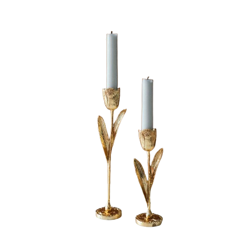 ALUMINIUM TAPER CANDLE HOLDER SET OF 2